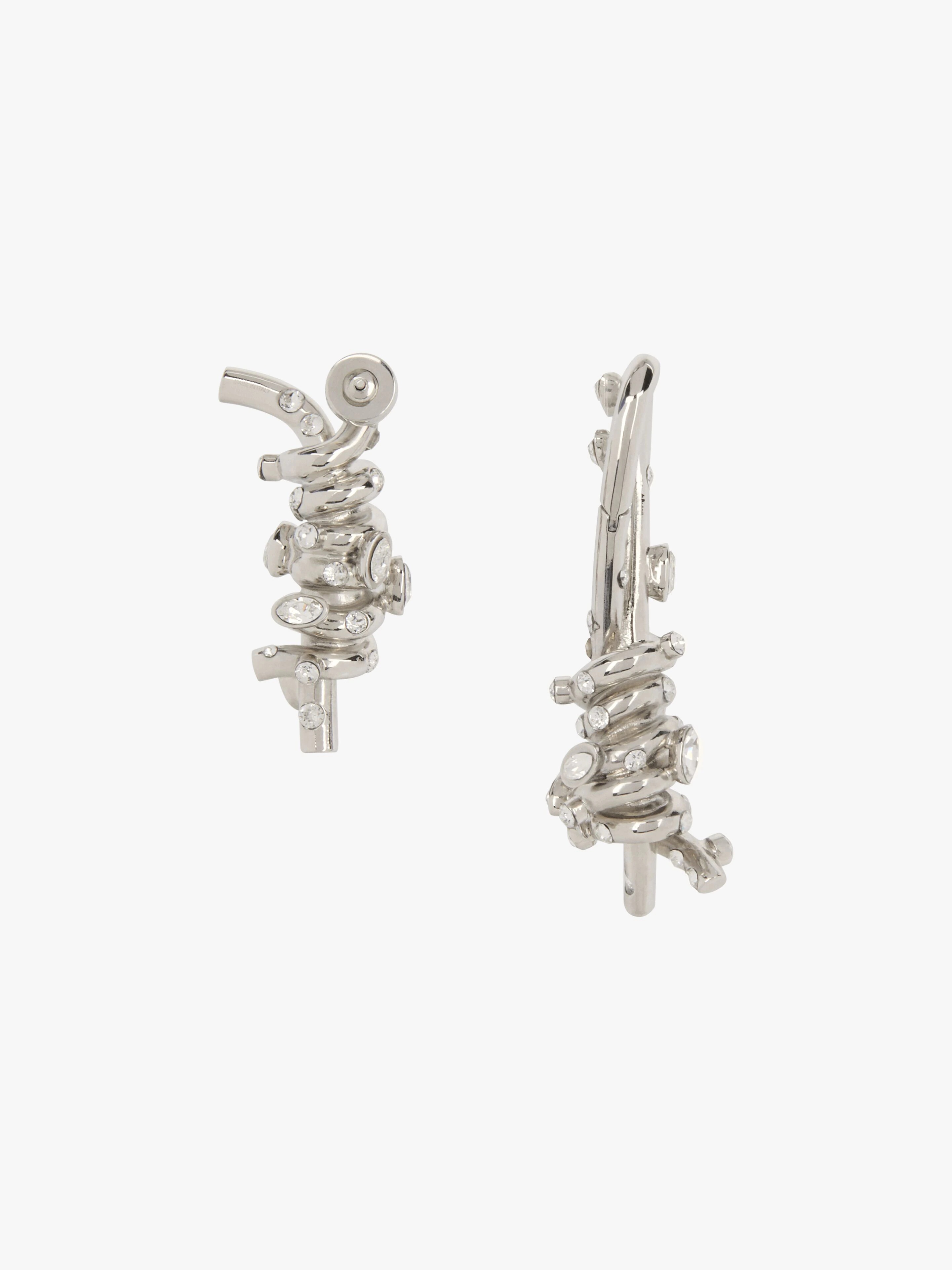 TWISTED ASYMMETRICAL EARRING IN METAL WITH CRYSTALS - 5