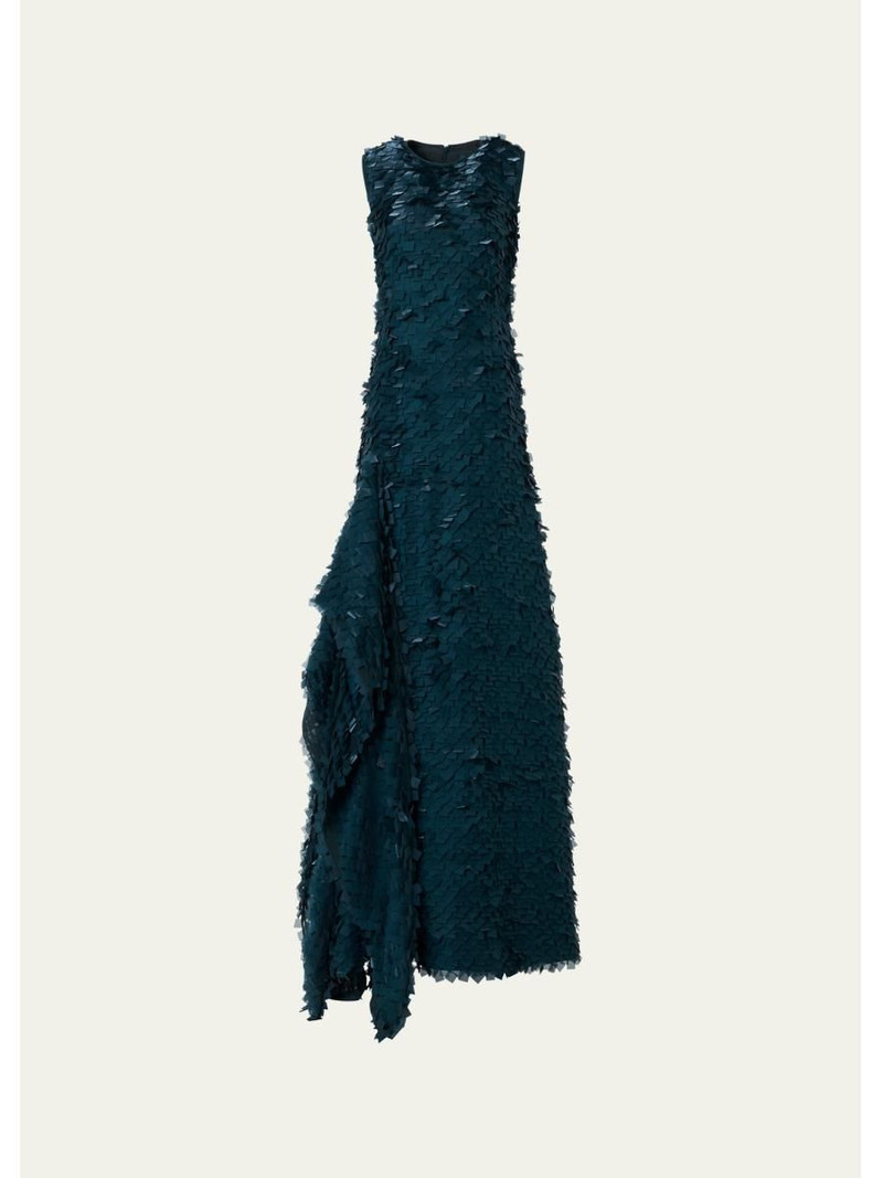 Layered Organza Tile Asymmetric A-Line Gown 1