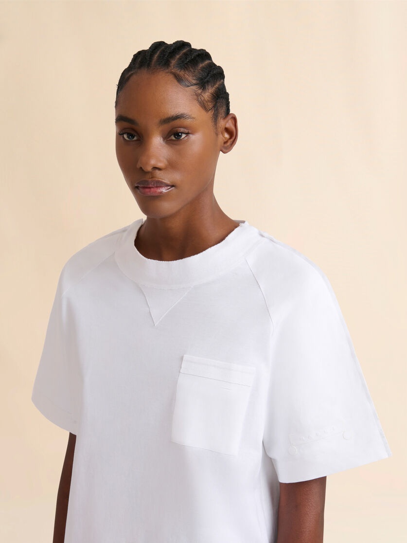 WHITE COTTON SHORT-SLEEVE SWEATSHIRT WITH TRUNKAROO DETAIL - 4