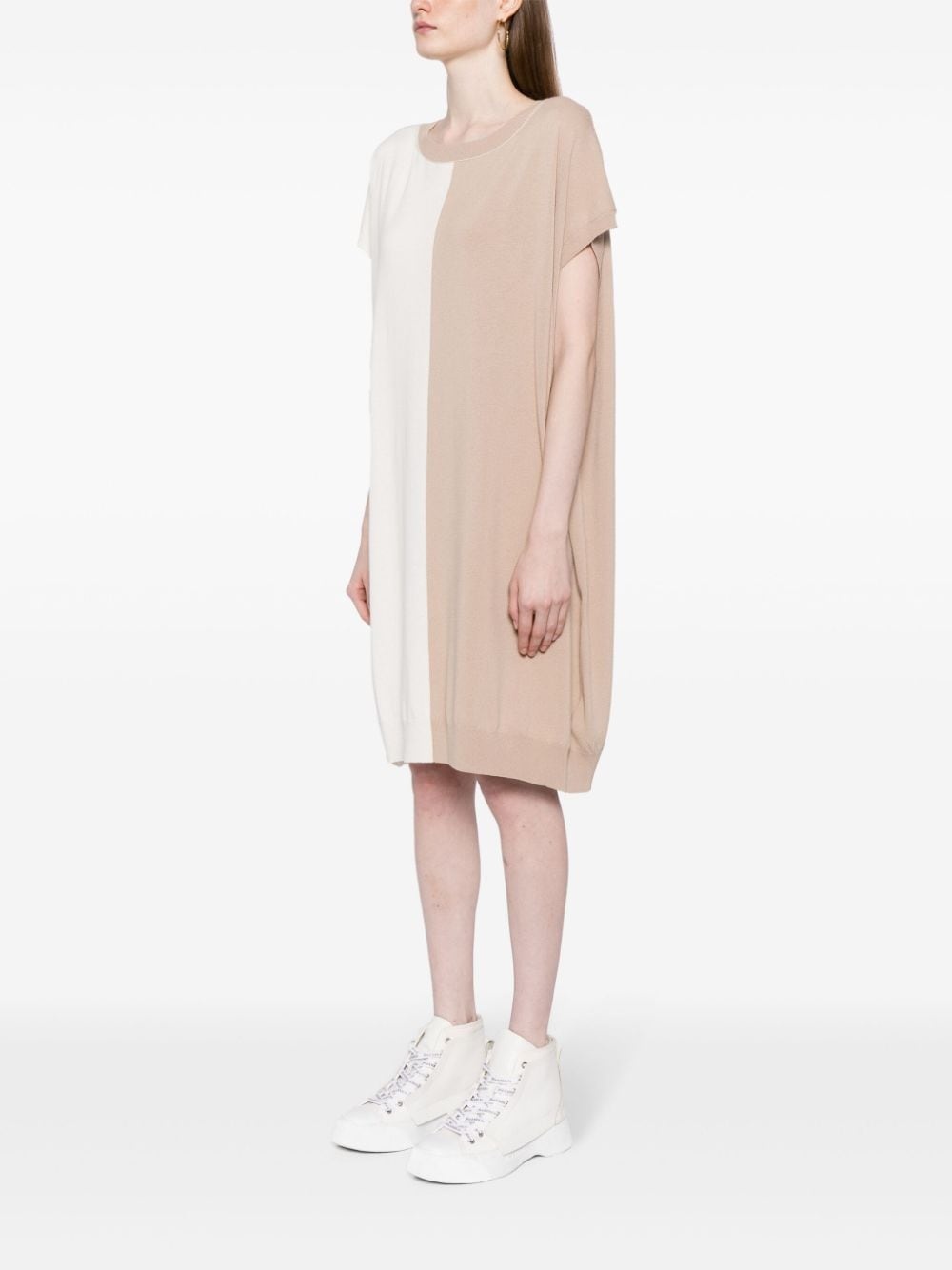 two-tone knitted dress - 3
