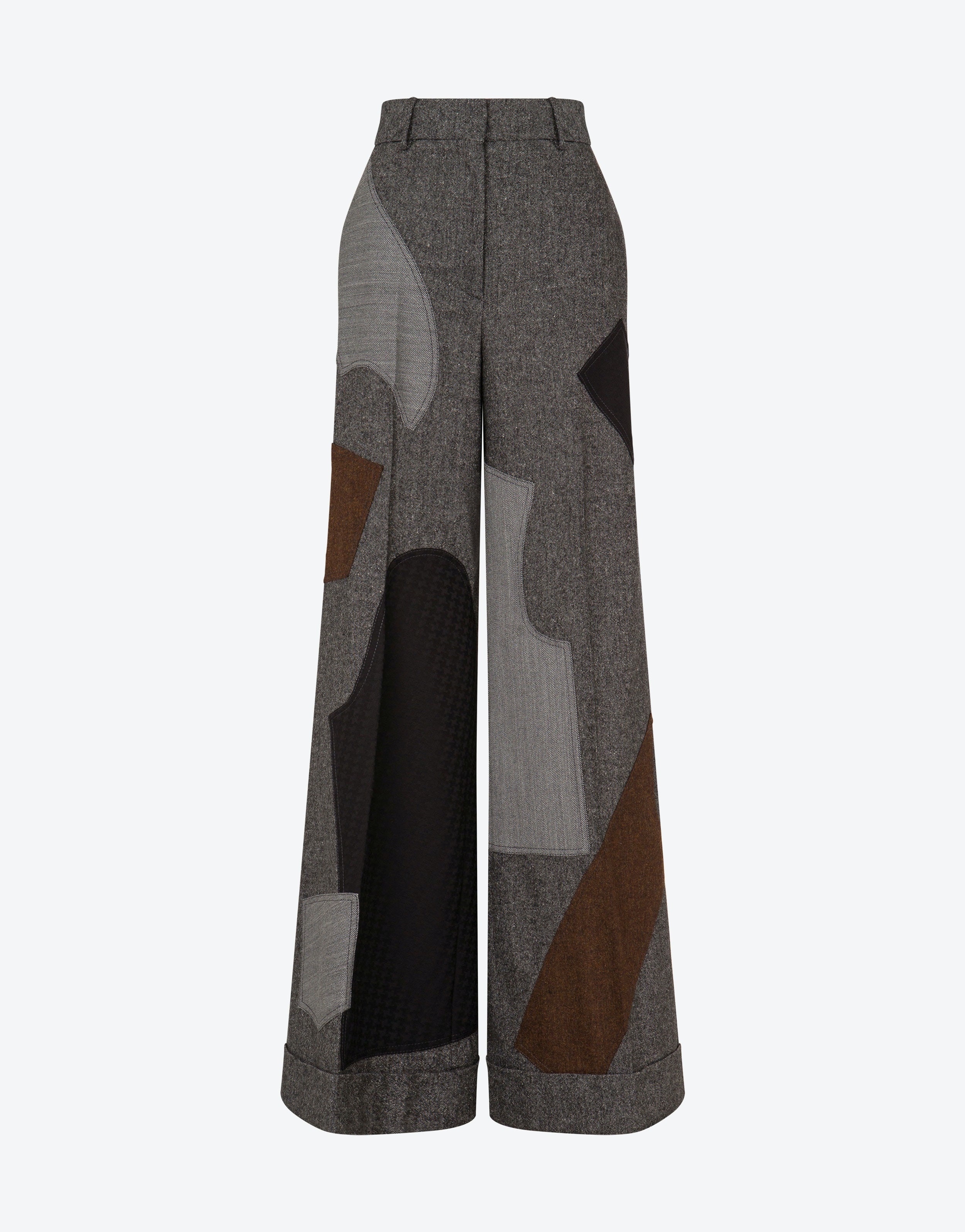 PATCHWORK WOOL BLEND TROUSERS - 1