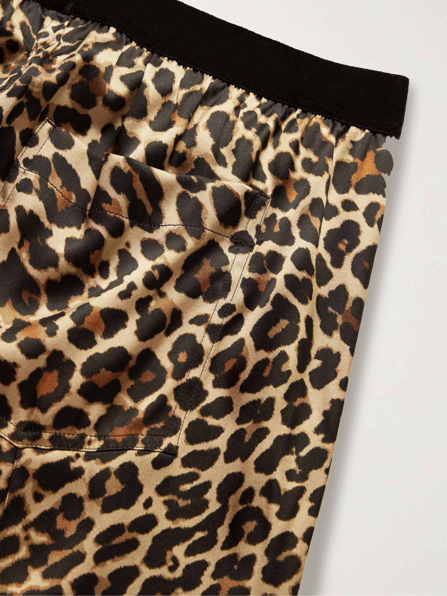 Velvet-Trimmed Leopard-Print Stretch-Silk Satin Pyjama Trousers - 4