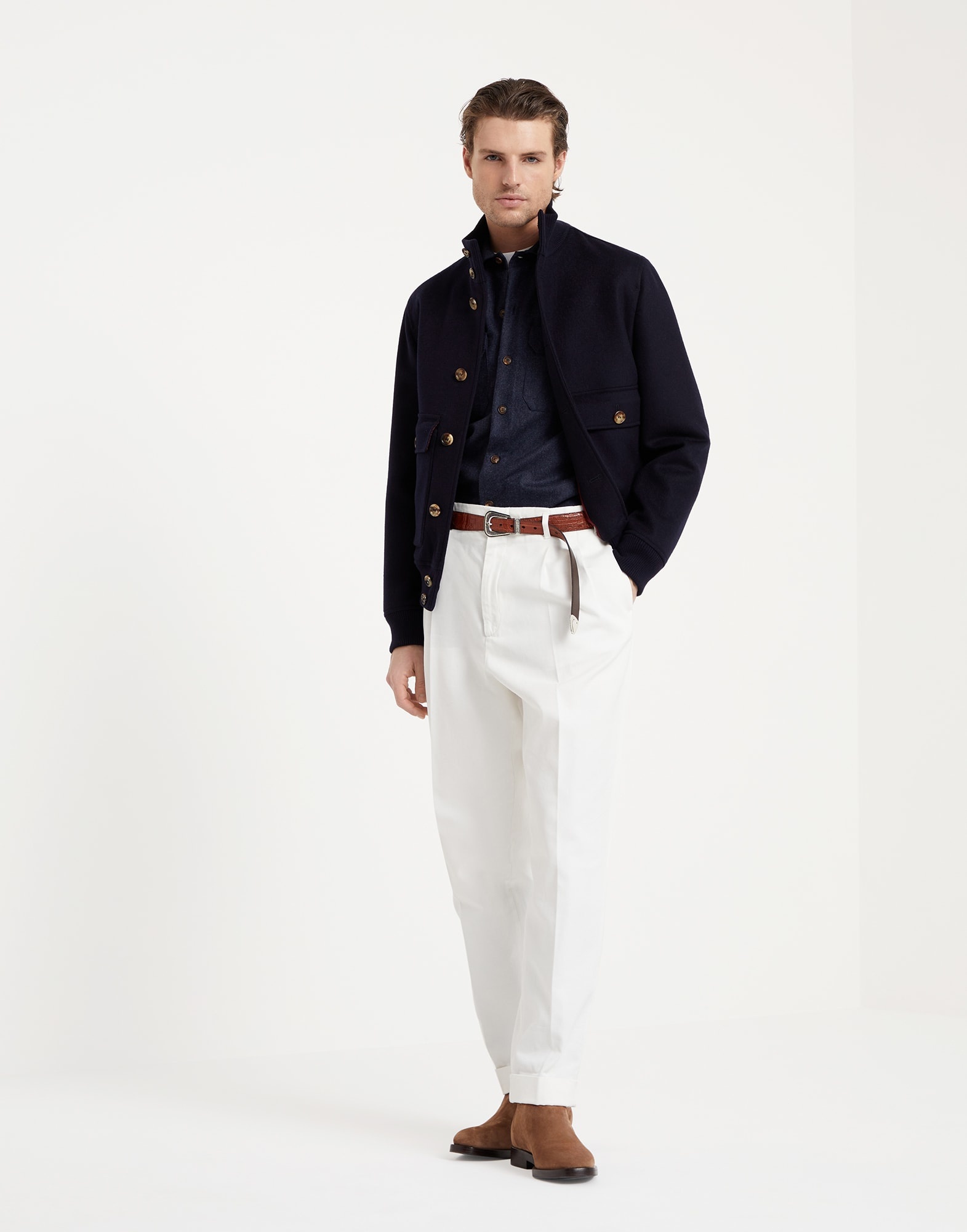 Virgin wool flannel overshirt with chest pockets - 5