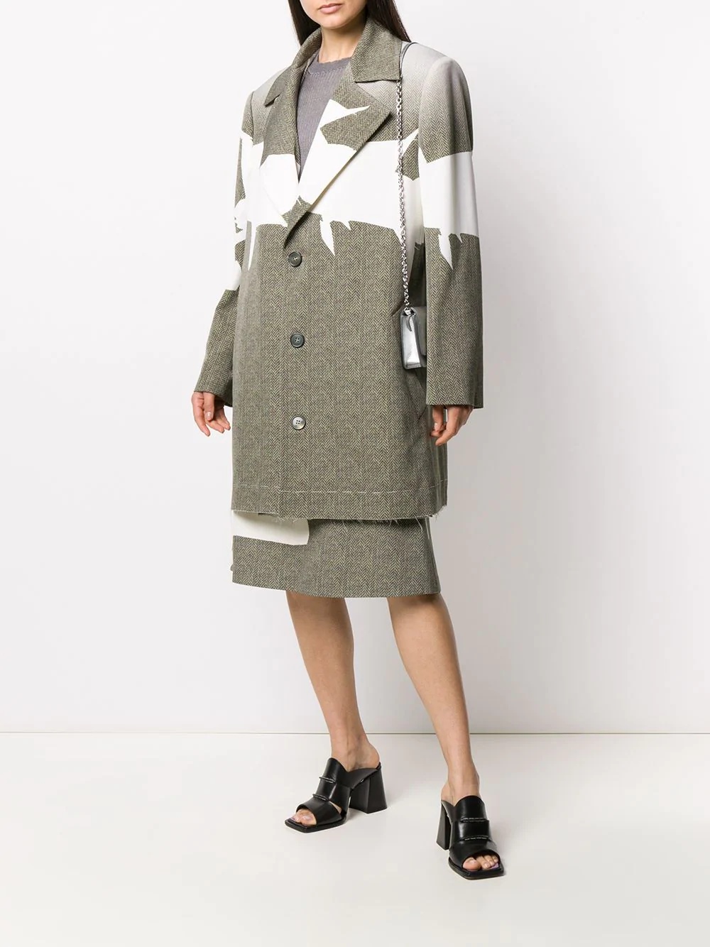 graphic-print herringbone coat - 2