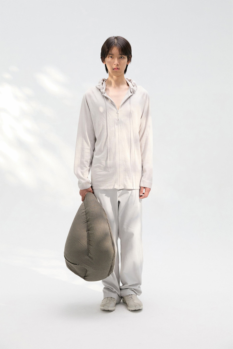 POST ARCHIVE FACTION (PAF) 8.0 KNIT HOODIE RIGHT (LIGHT GREY) outlook