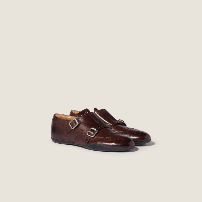 Calf leather brogue shoe with buckles 1