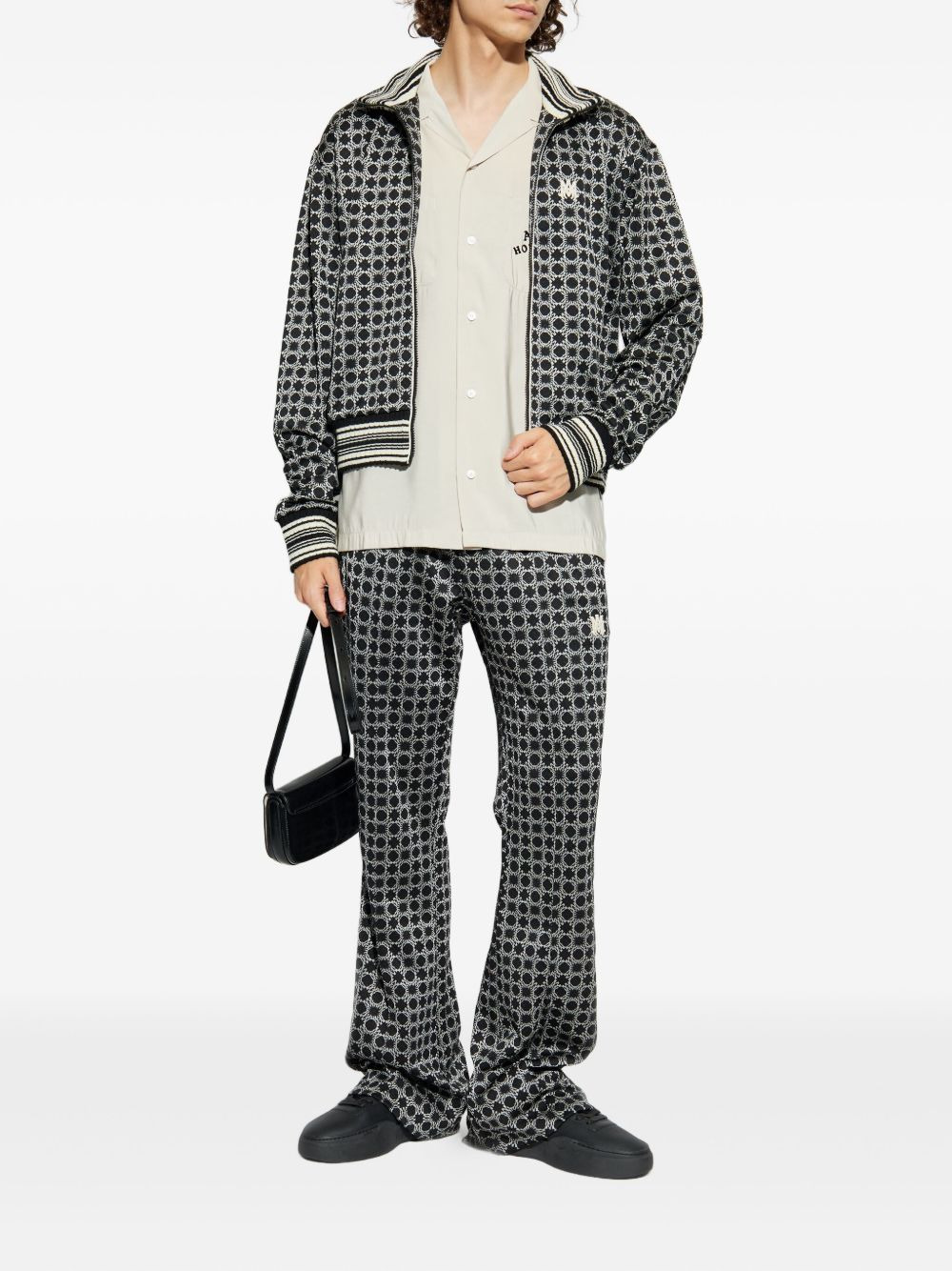 geometric-pattern zip-up jacket - 2