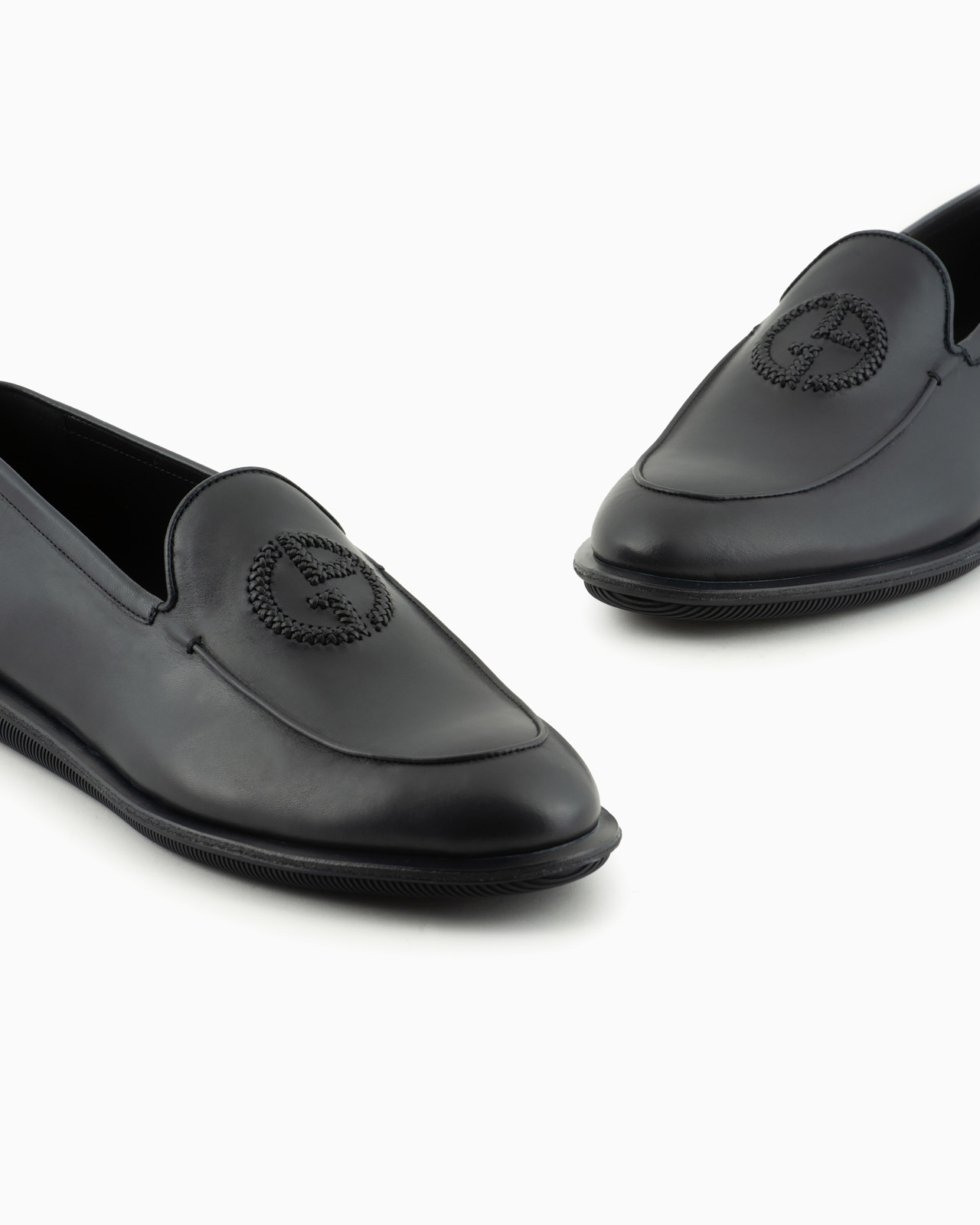 Vintage nappa leather loafers with embroidered logo - 5