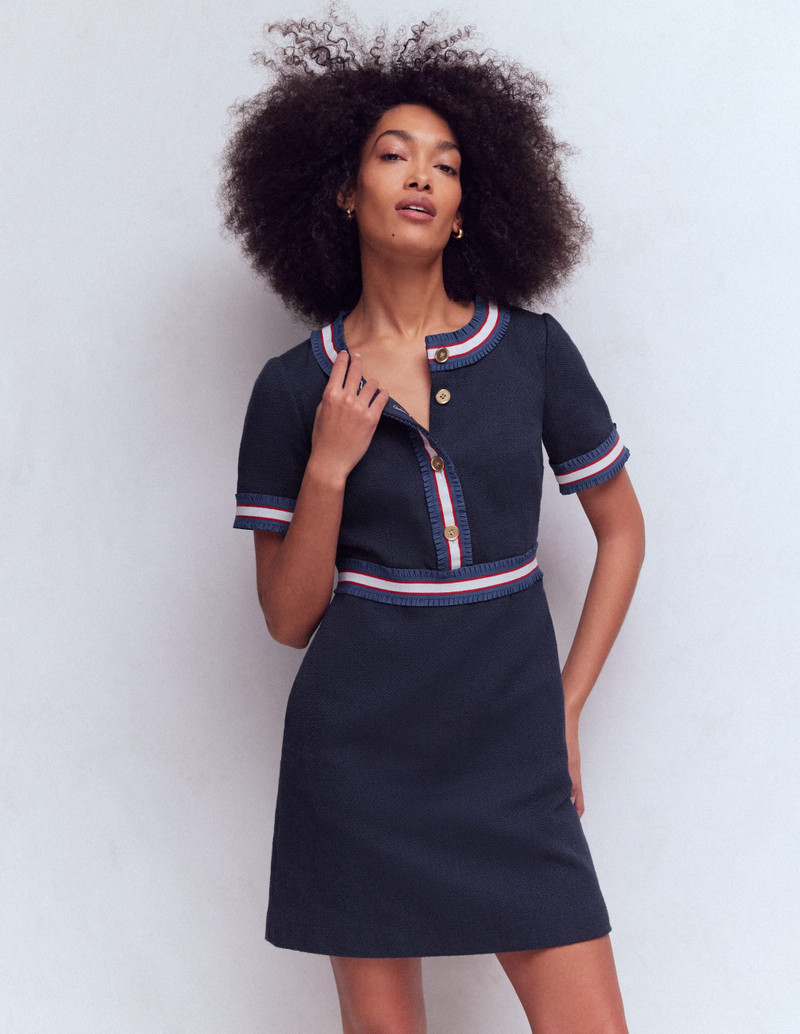 Button Short Dress-Navy 5