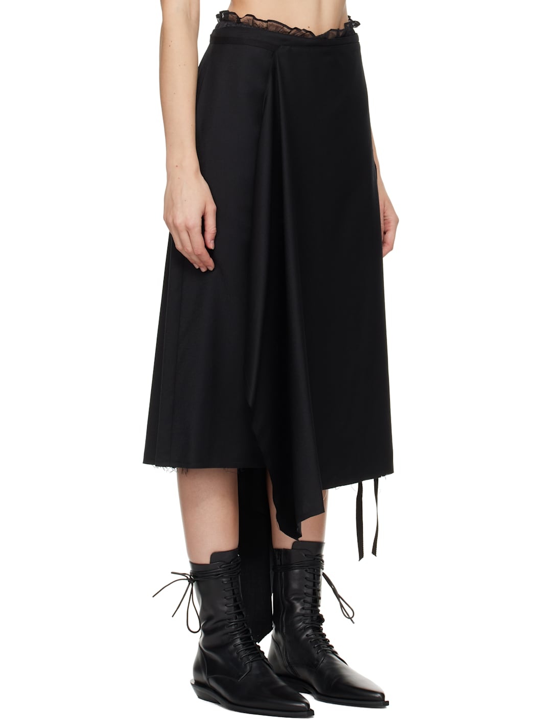 Black Ylva Midi Wrap Skirt - 2