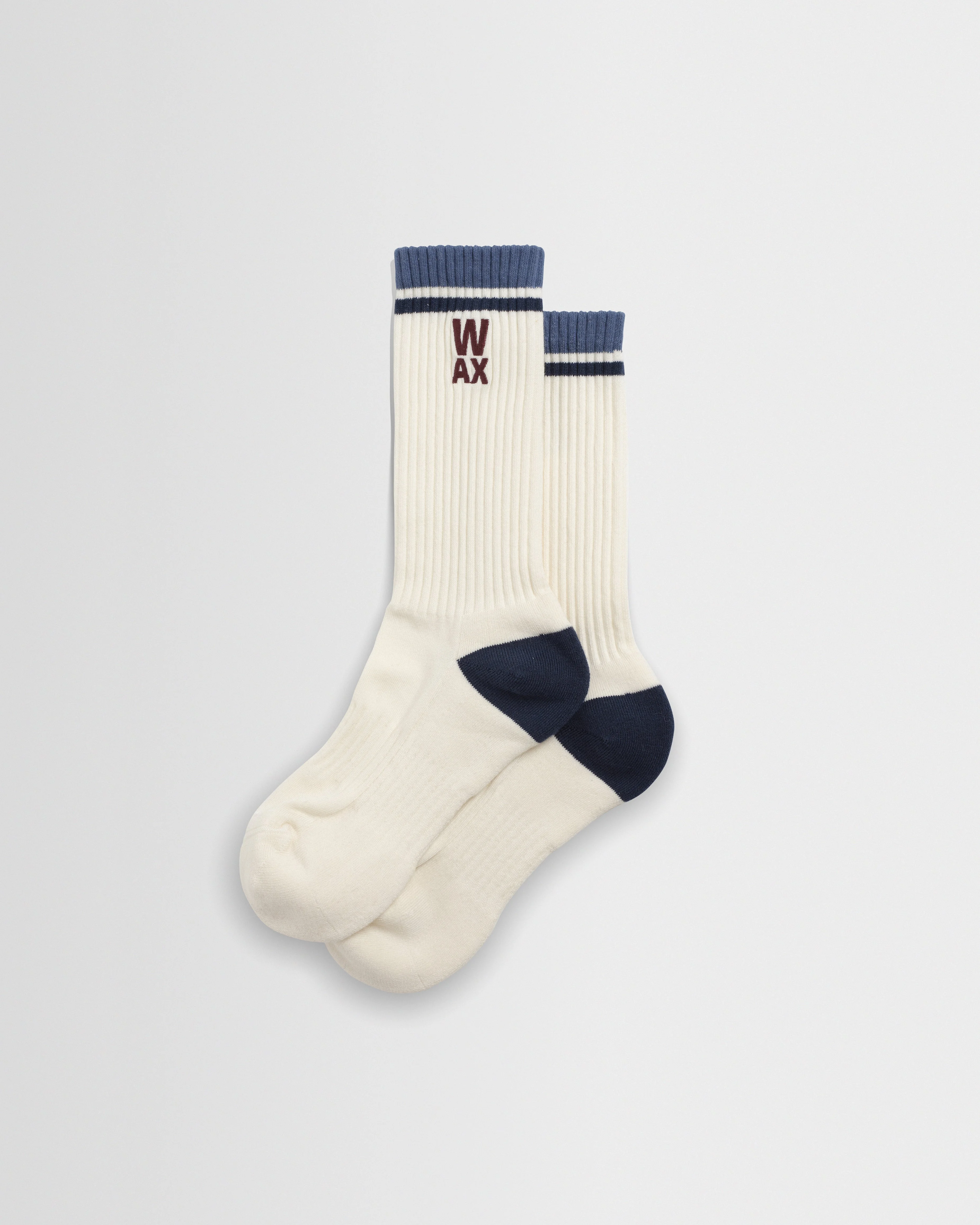 Thorpe - Ecru And Navy Branded Stripe Socks - 1