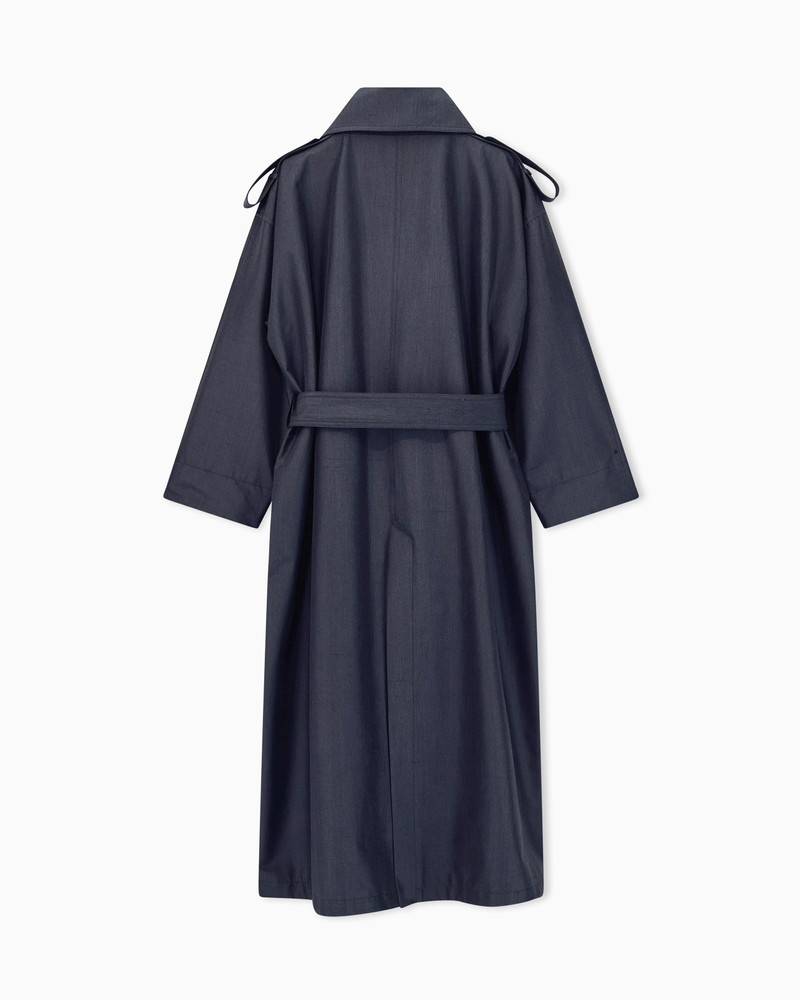 LONG WATERPROOF TRENCH COAT IN SILK SHANTUNG WITH A BELT 2