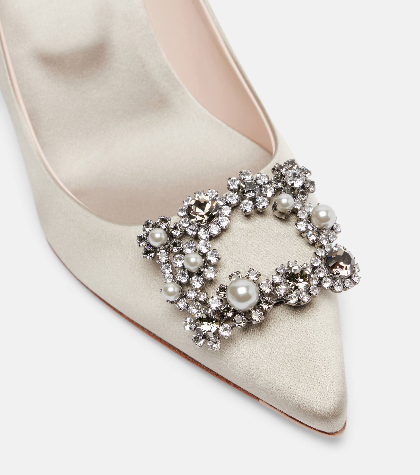 Flower Strass 65 embellished satin pumps - 5