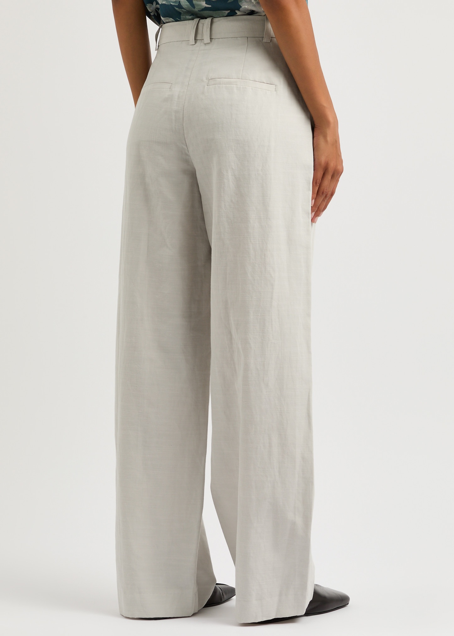 Wide-leg cotton-blend trousers - 3