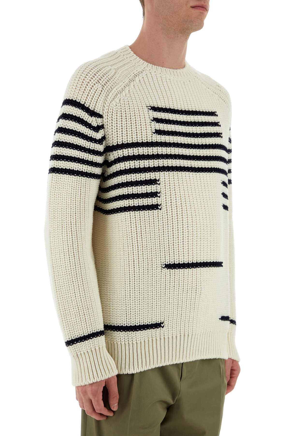 Loewe Men Ivory Wool Blend Sweater - 3