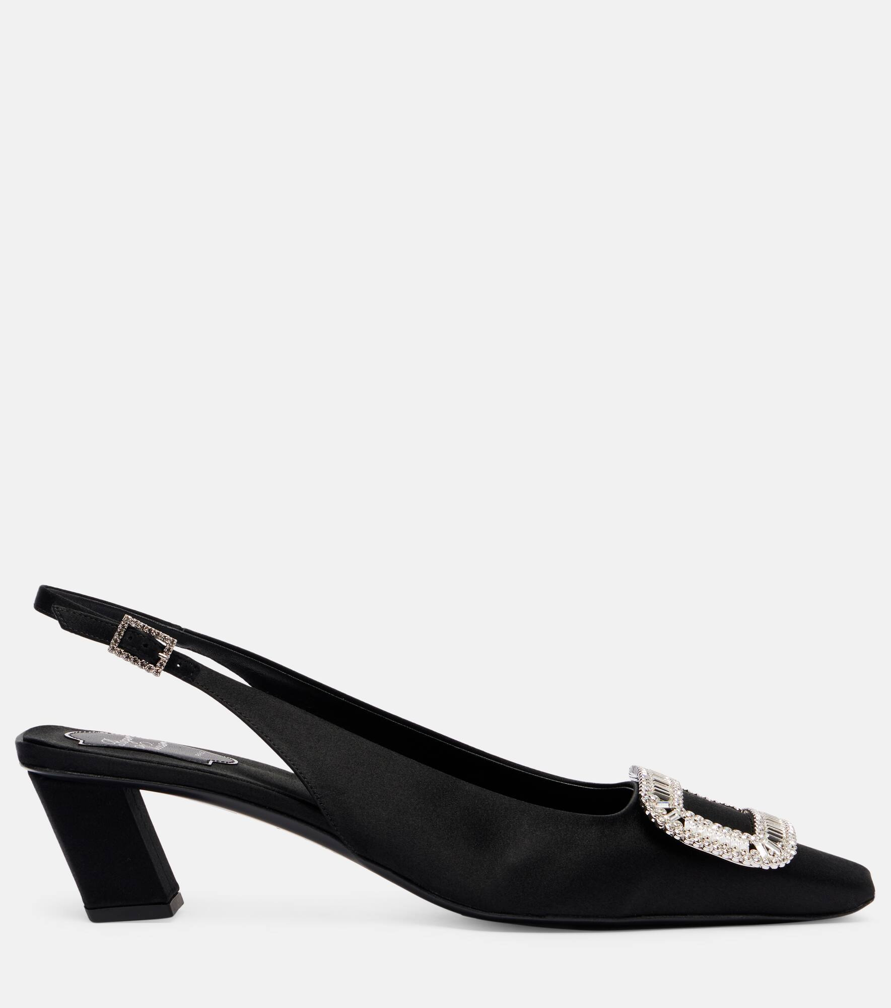 Belle Vivier 45 satin slingback pumps - 4