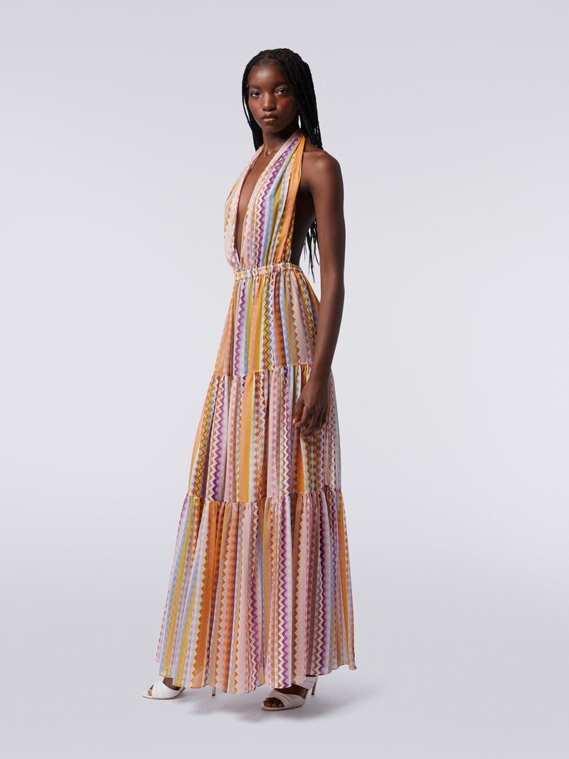 Long printed cotton and silk cover-up dress 3