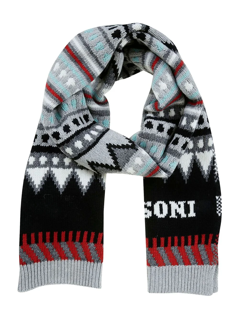 geometric-pattern wool scarf - 1