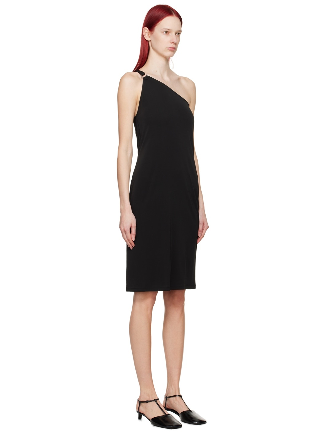 Black One Shoulder Midi Dress - 2