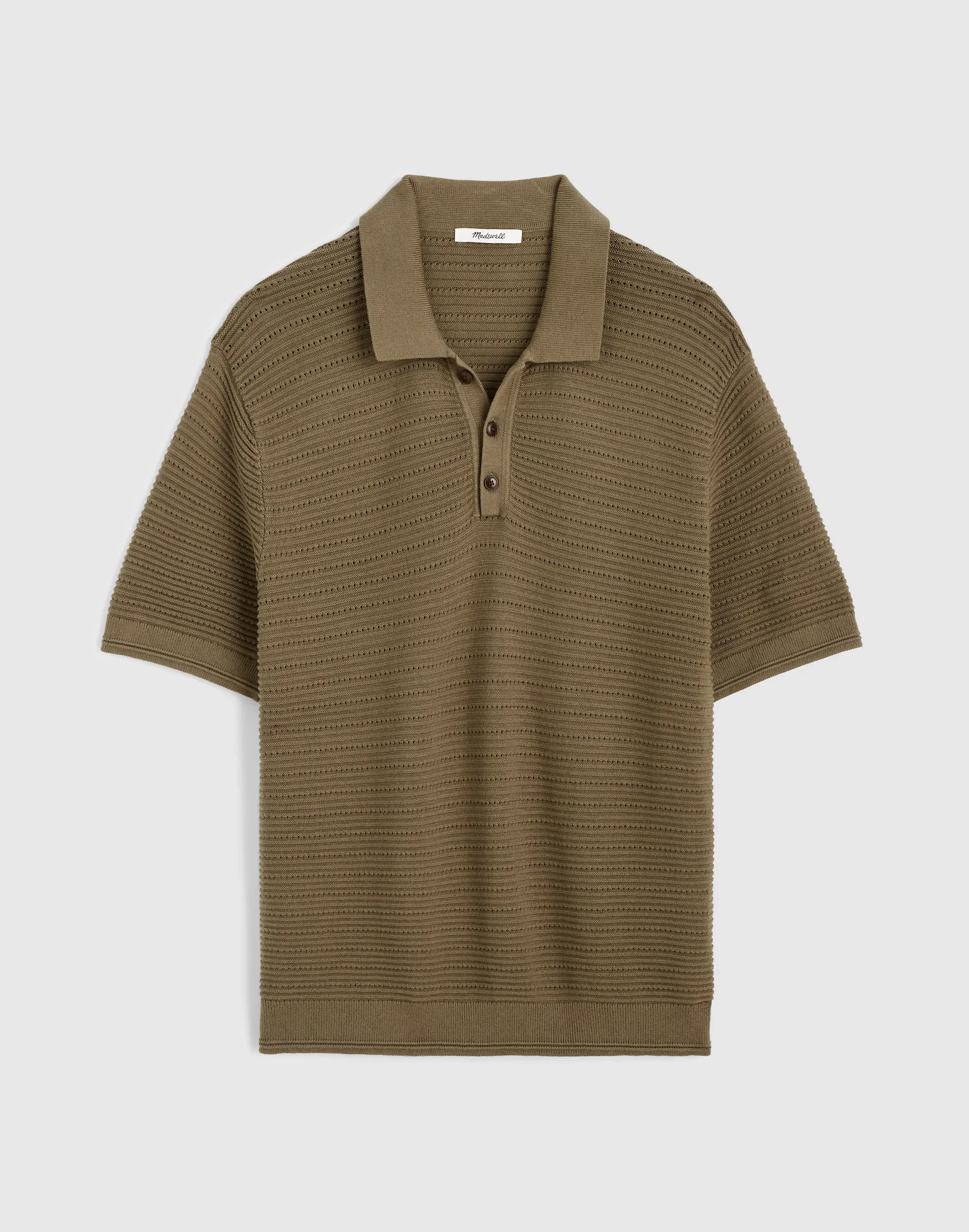 Textured Open-Stitch Polo - 1
