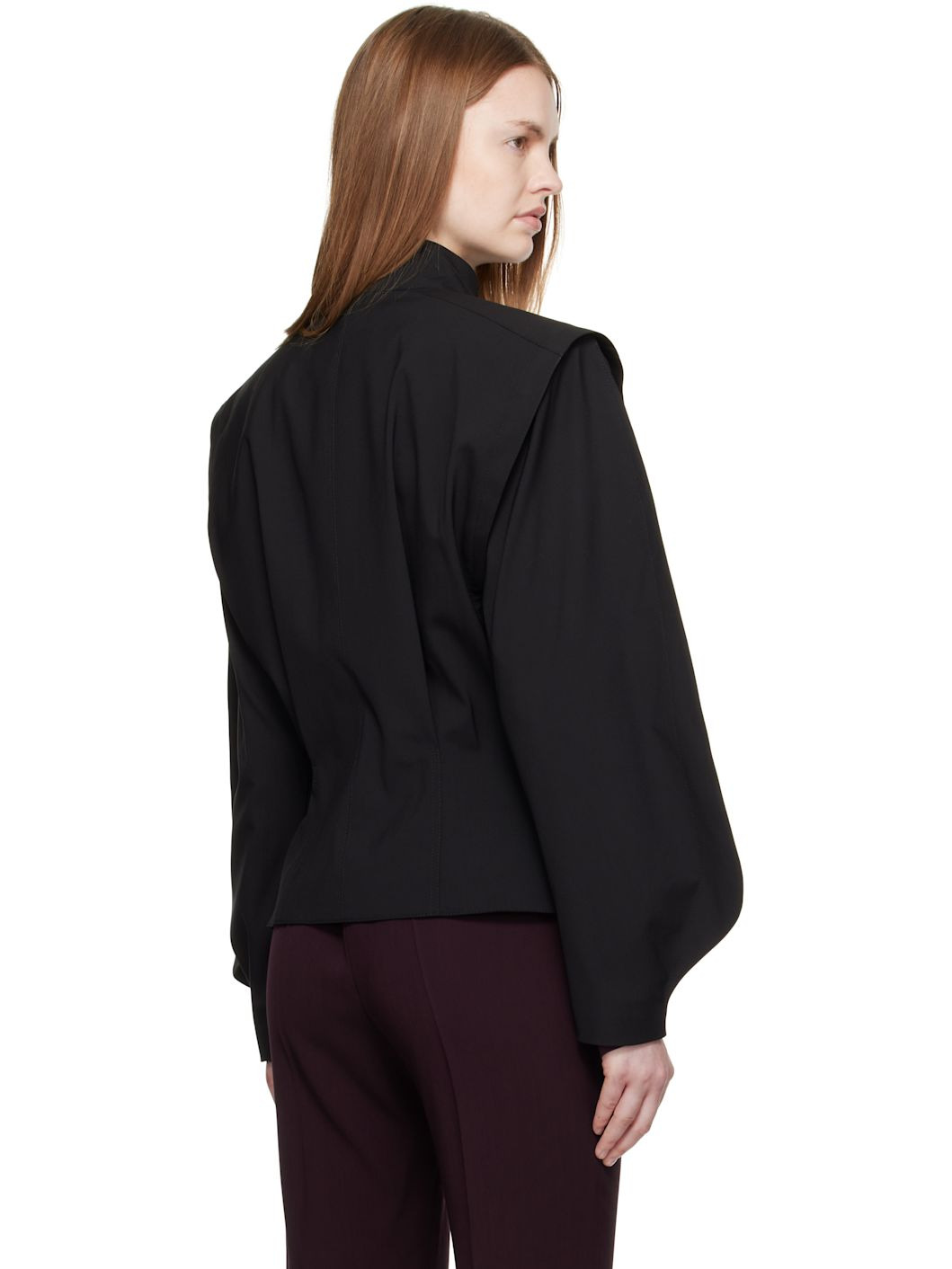 Black Asymmetric Officer Jacket - 3