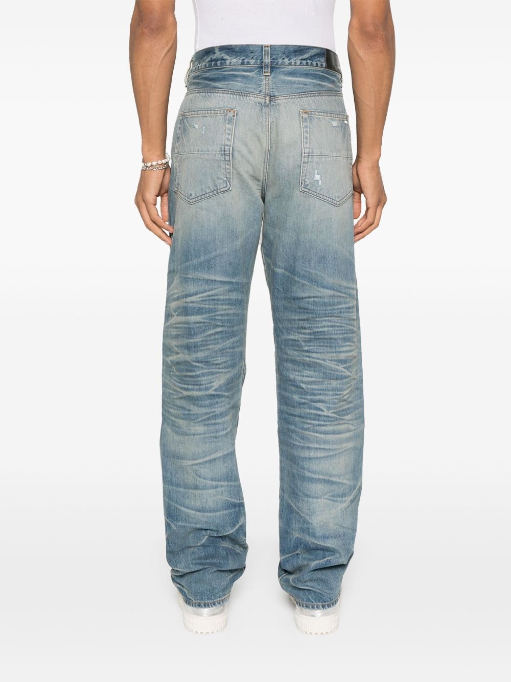 distressed straight-leg jeans - 4