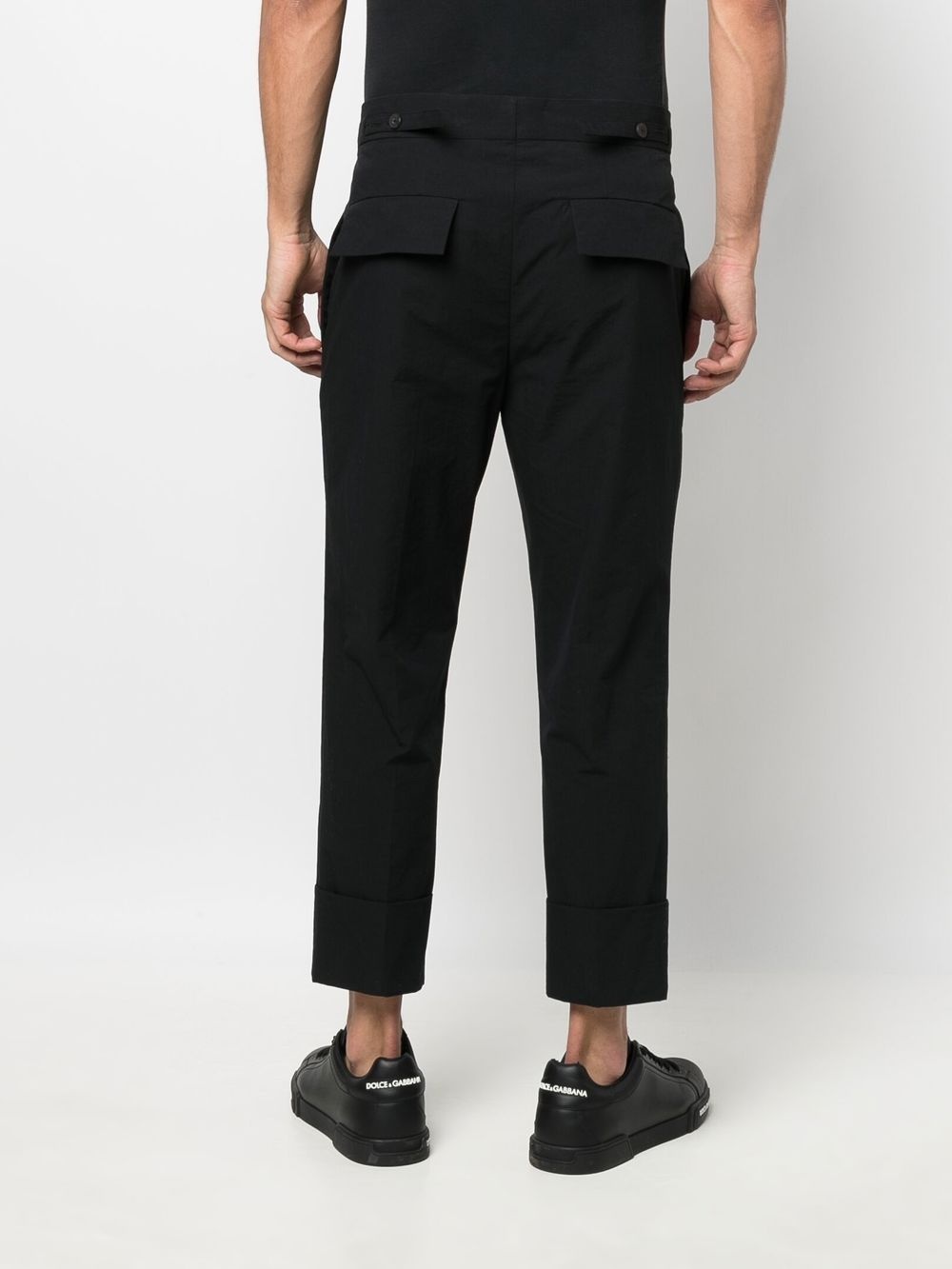 flap-pockets cotton cropped trousers - 4