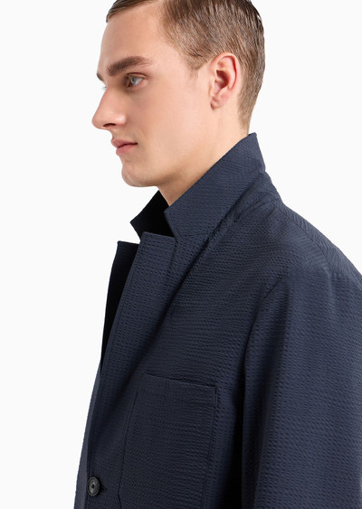 EMPORIO ARMANI Single-breasted jacket in technical seersucker fabric outlook