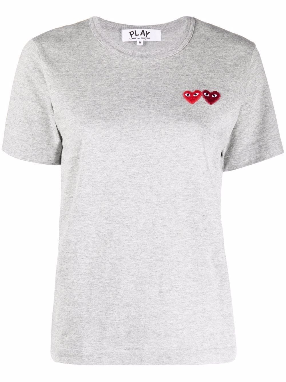 double heart logo T-shirt - 1