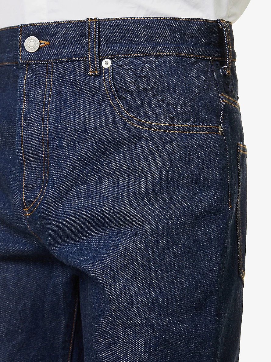 Brand-embossed mid-rise straight-leg jeans - 5