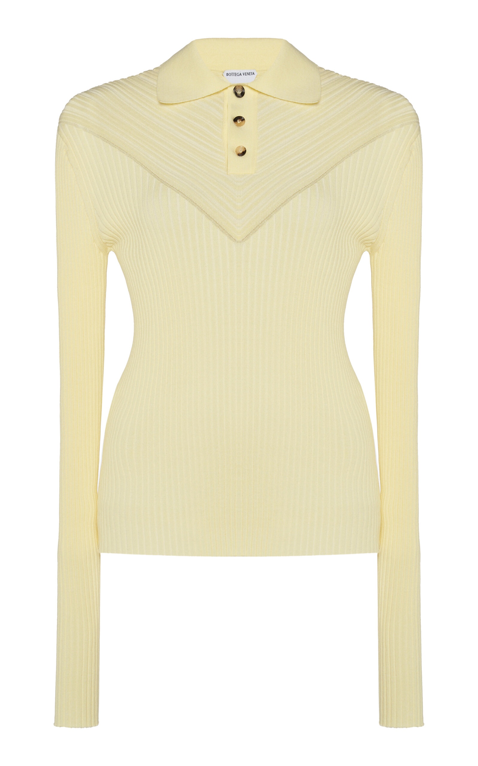 Ribbed Cotton-Blend Polo Shirt yellow - 1