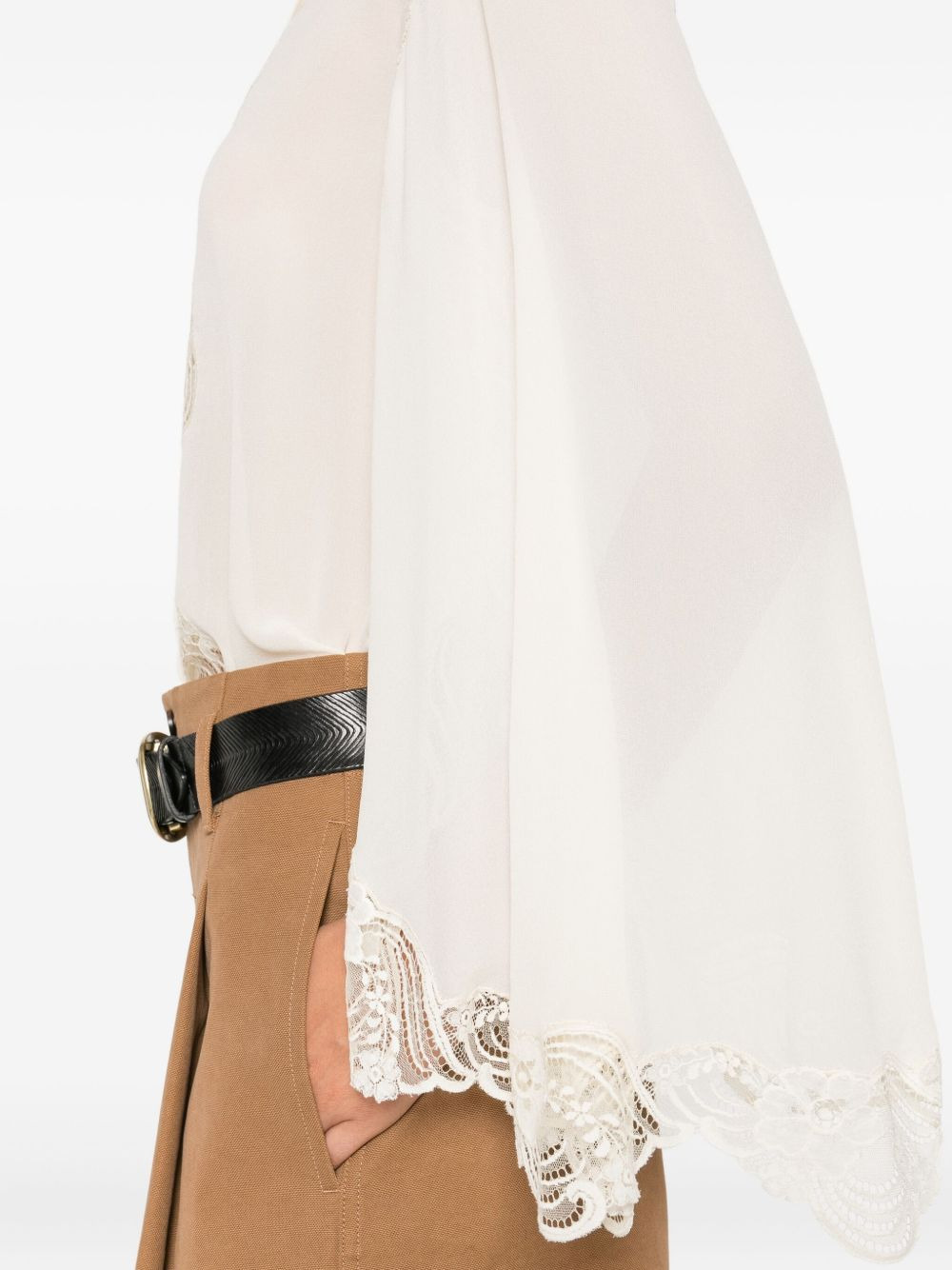 lace-trimmed blouse - 5