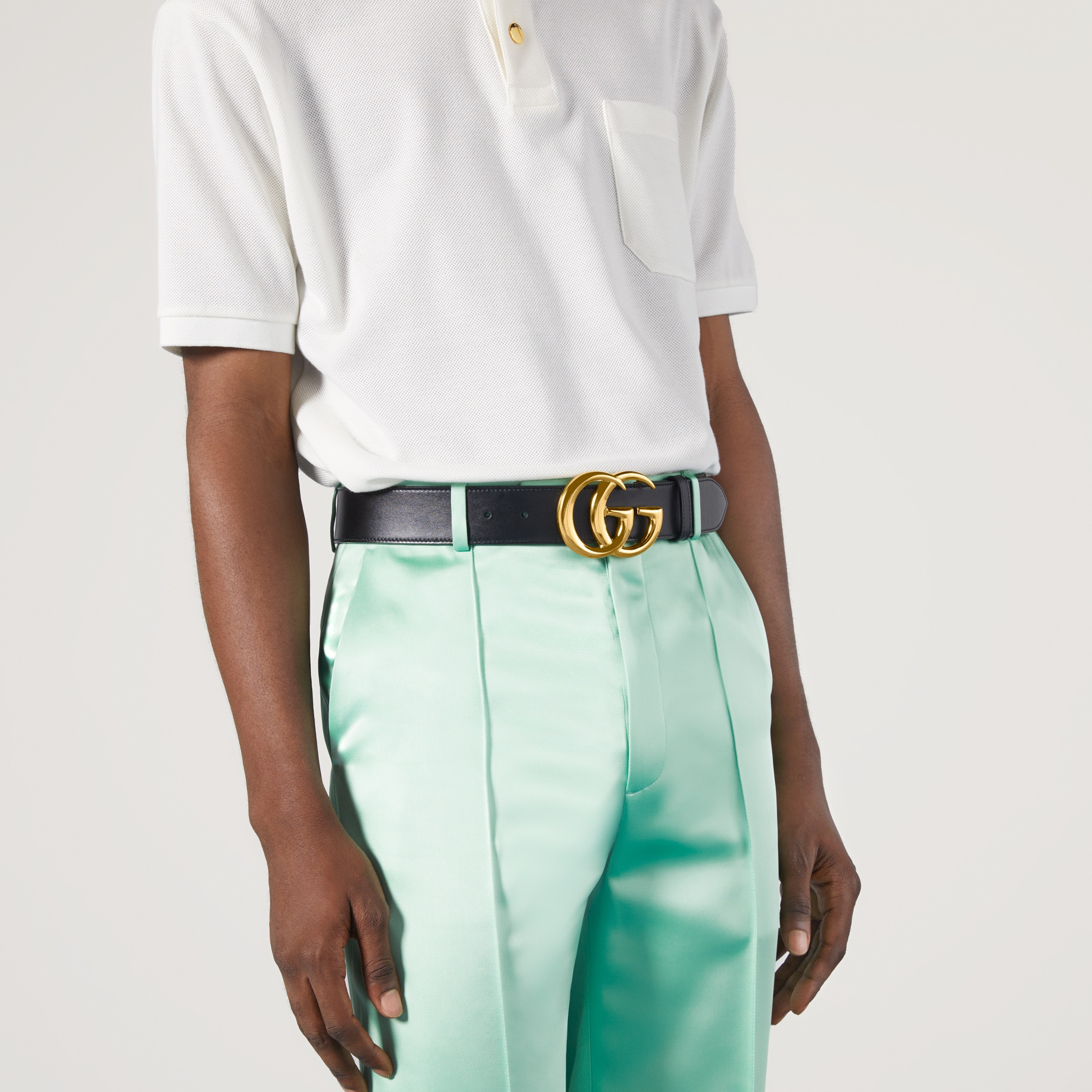 GG Marmont leather belt with shiny buckle - 5