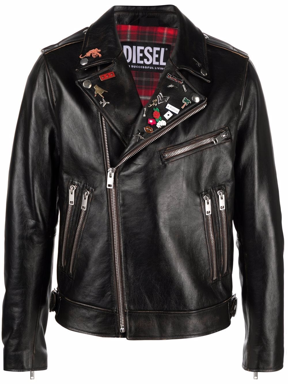 Treated leather biker jacket - 1