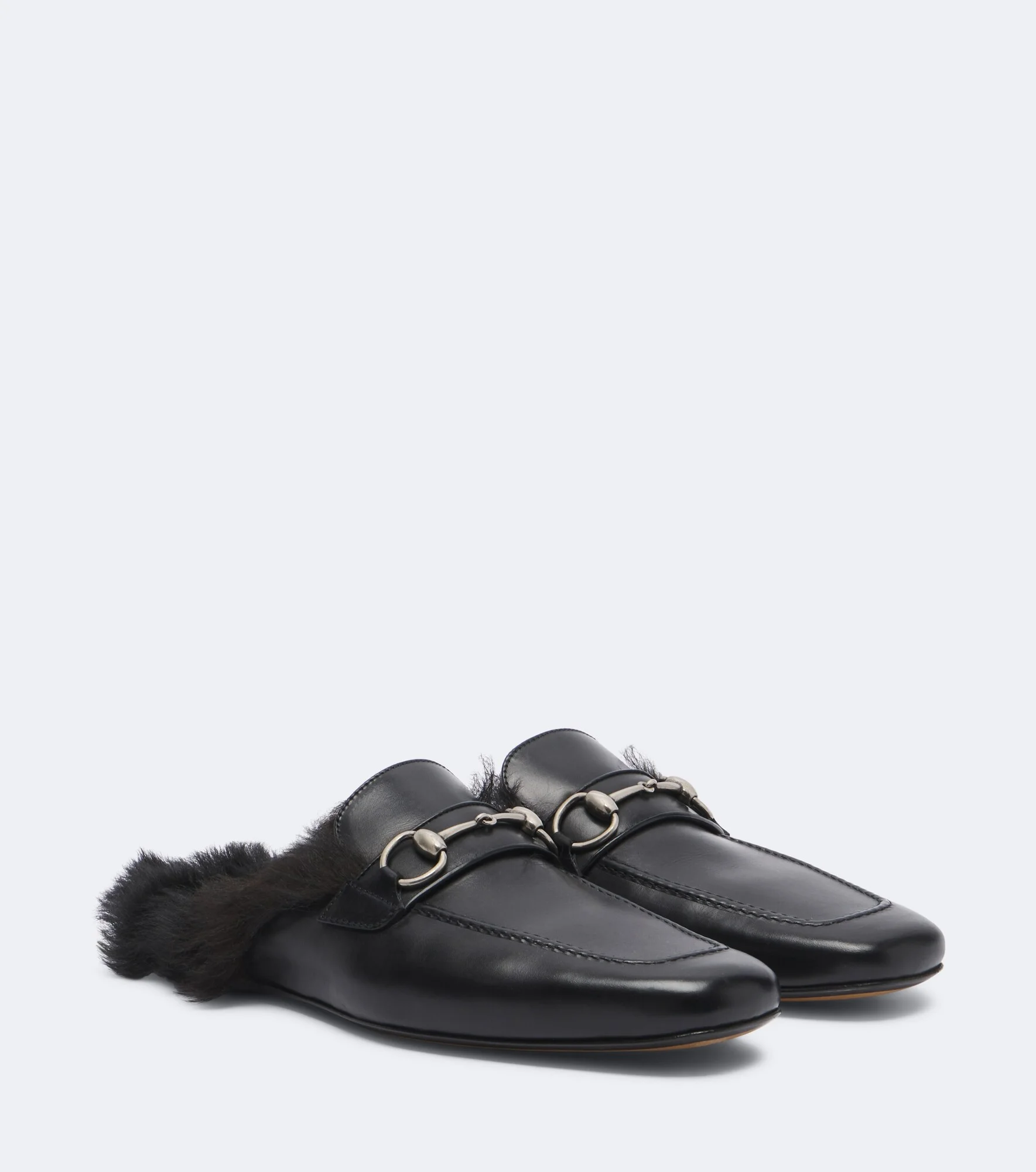 Larindo Horsebit shearling-lined leather mules - 1