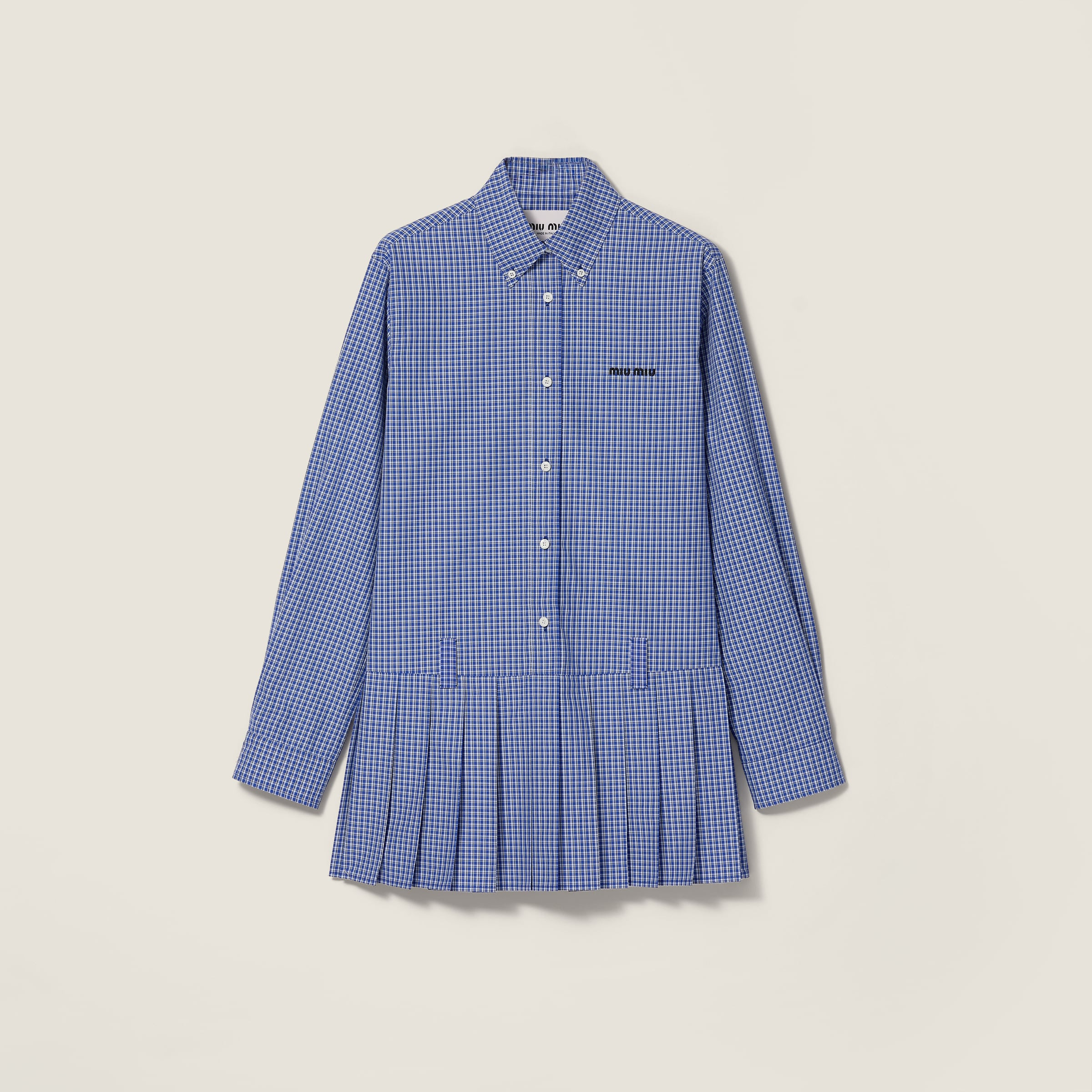 Pleated checked mini-dress - 1