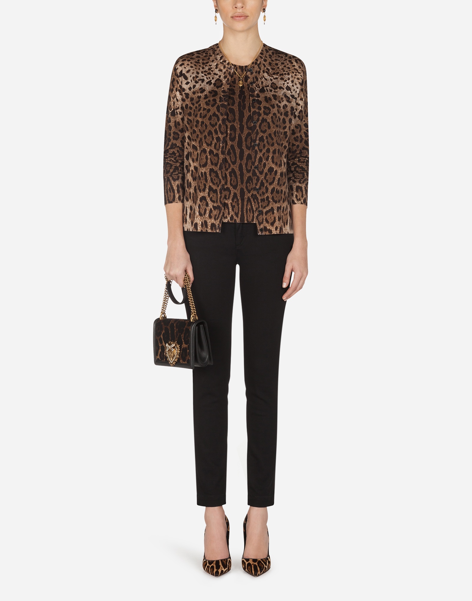 Woolen cardigan with leopard print - 5