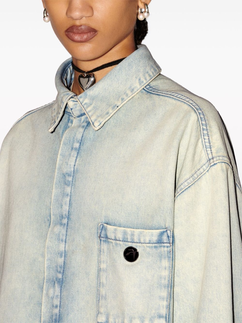 logo-appliquÃ© denim jacket - 6
