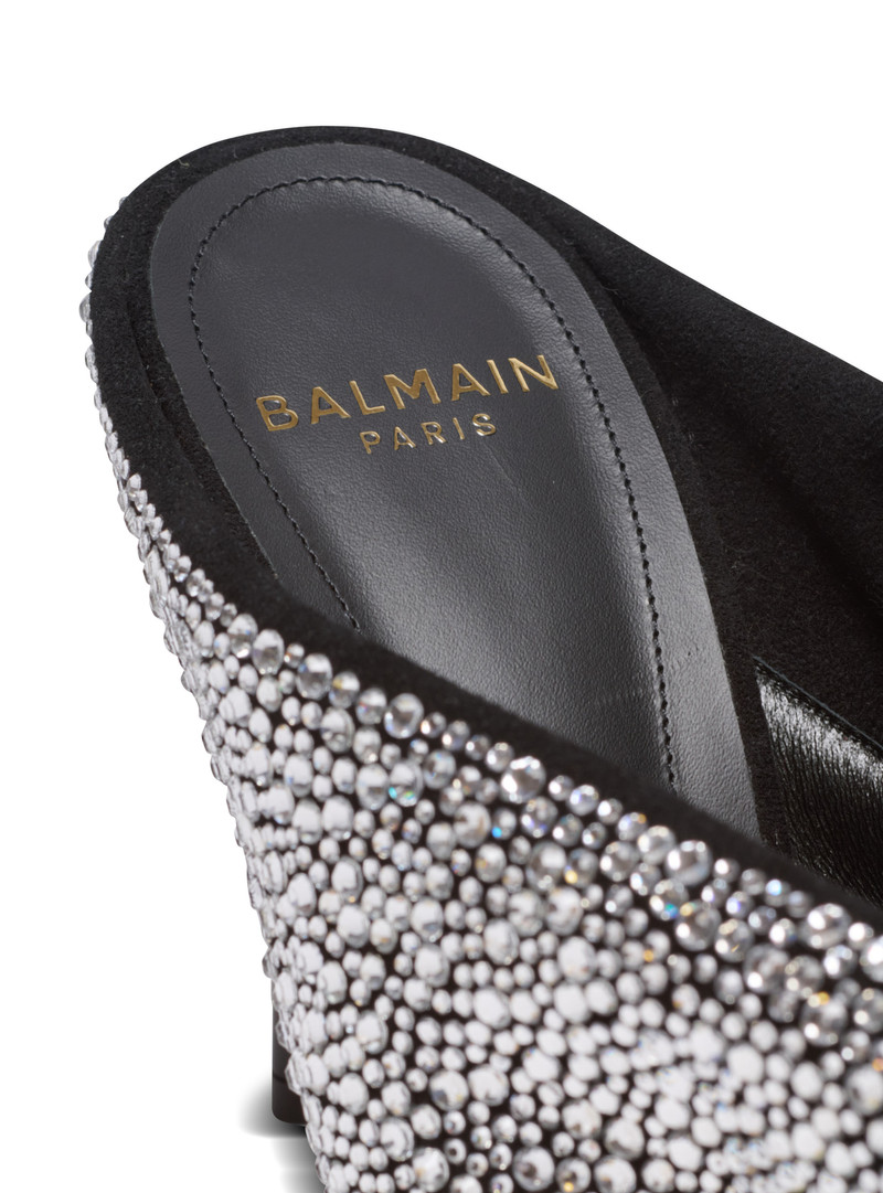 Suede and rhinestone mules with front piercing 6
