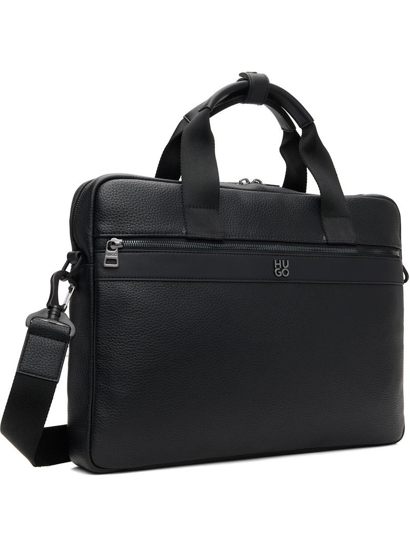 HUGO Black Stacked Logo Document Briefcase outlook