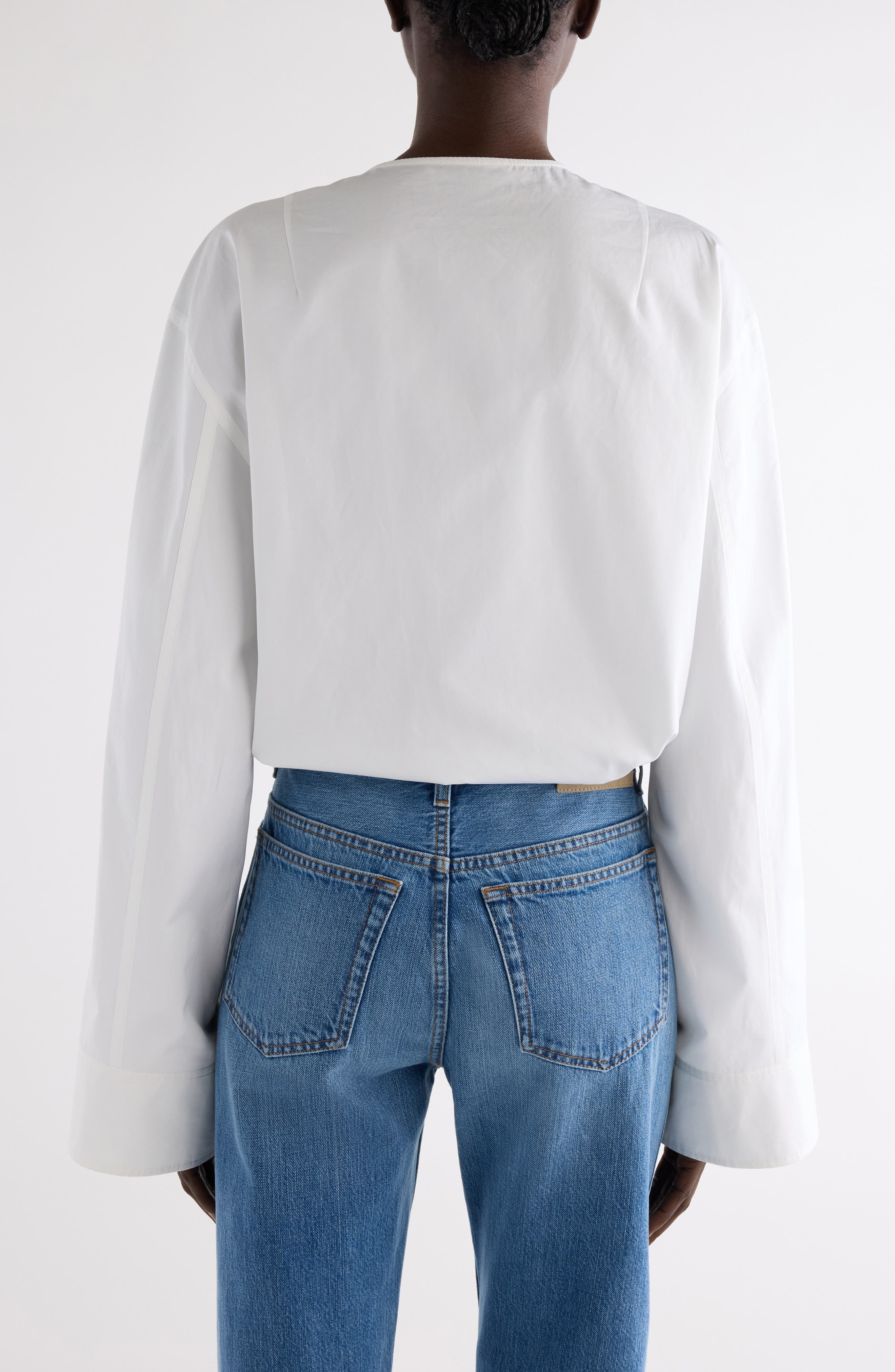 Givenchy Utility Cotton Poplin Crop Shirt in White at Nordstrom - 3