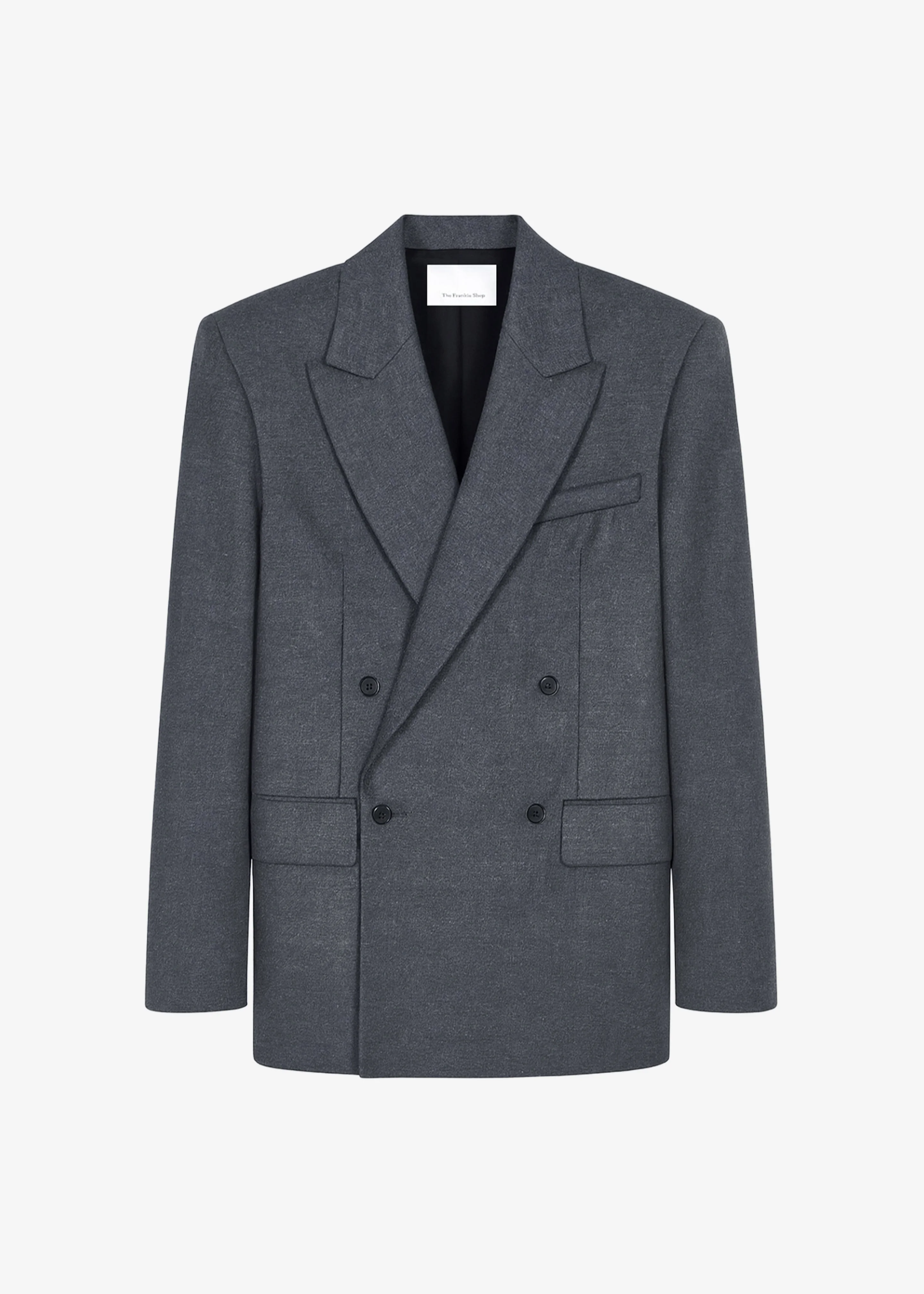 Newark Flannel Double Breasted Blazer - Grey Melange - 1