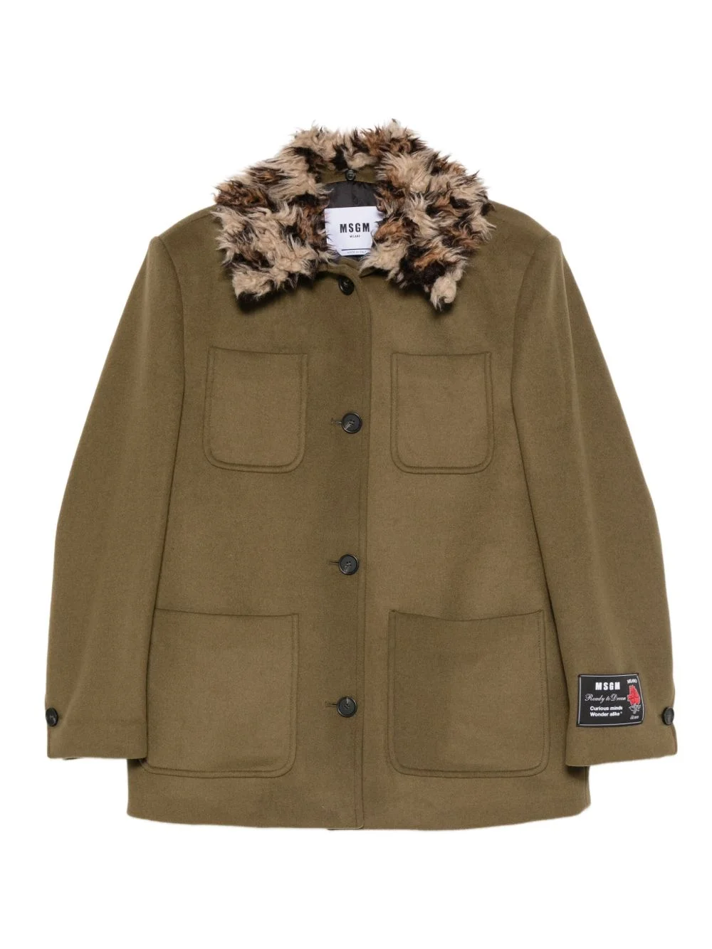 faux-fur collar coat - 1