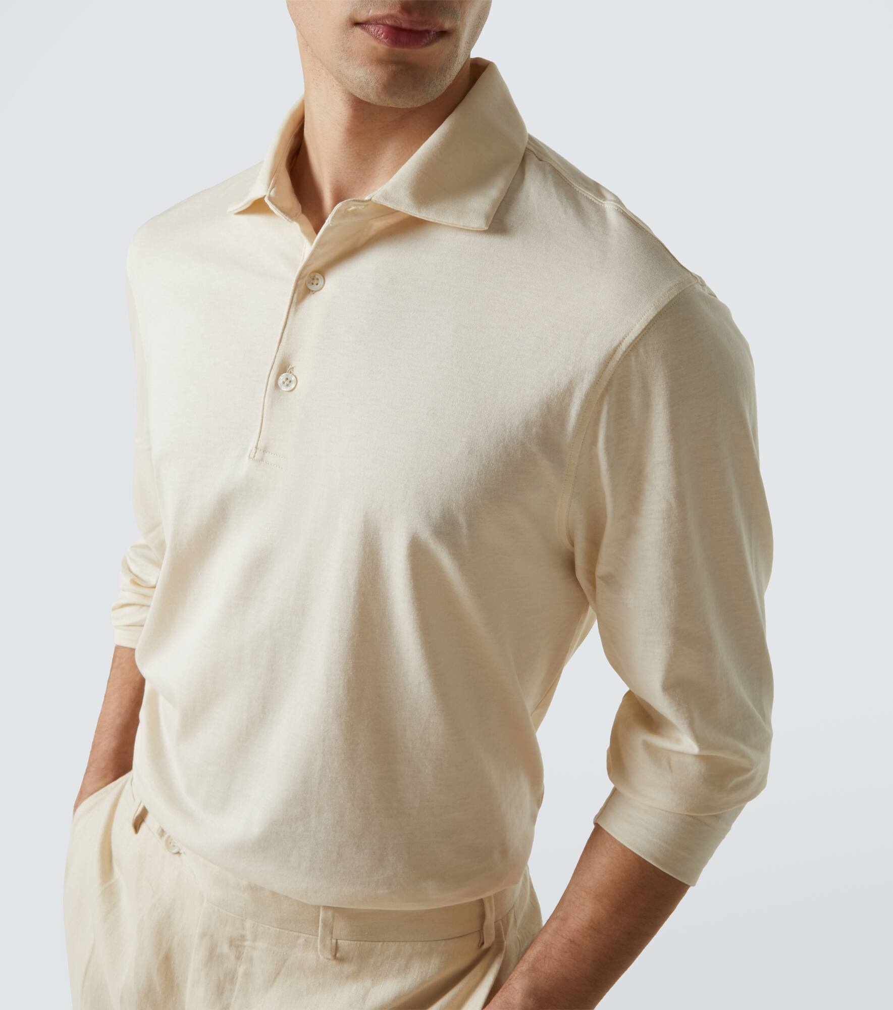 Cotton and silk polo sweater - 6