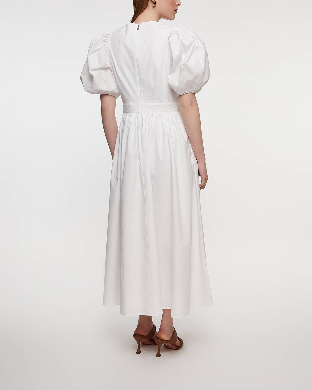 Dress Puff Sleeve Midi  White - 4