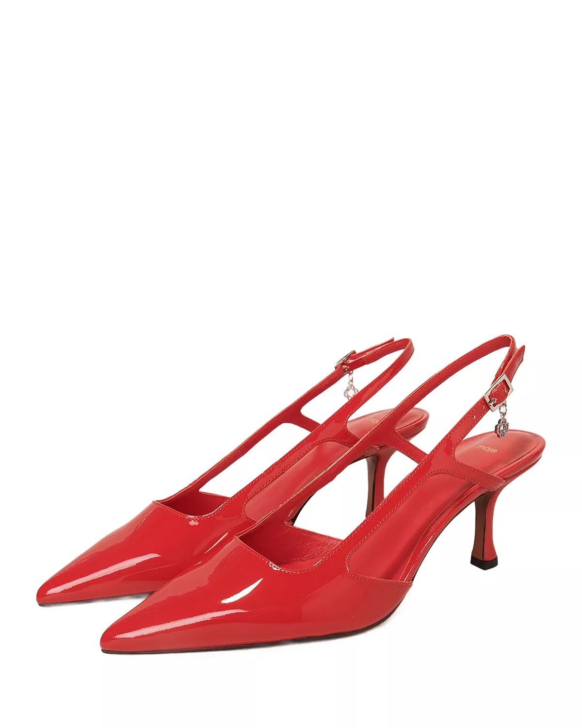 Women's Pointed Toe Patent Leather Slingback Pumps - 4