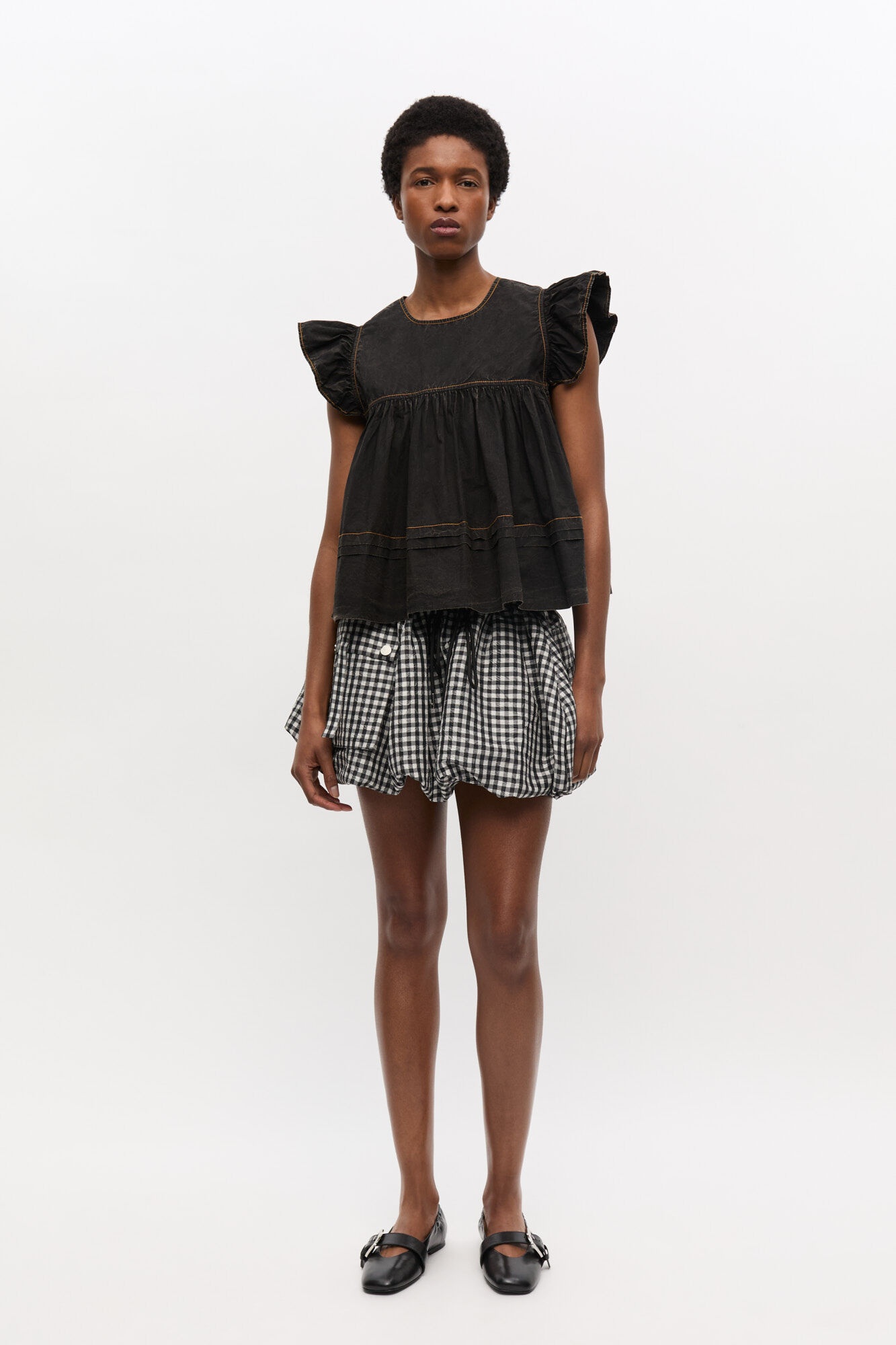 BLACK WASHED COTTON TOP - 3