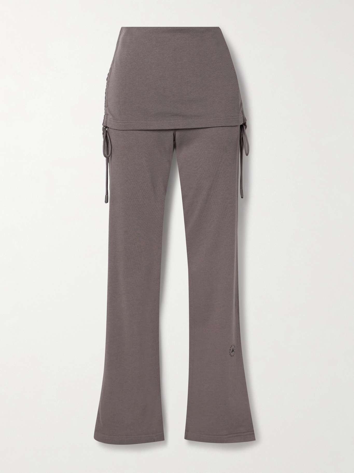 Gathered organic cotton-blend jersey flared pants - 1