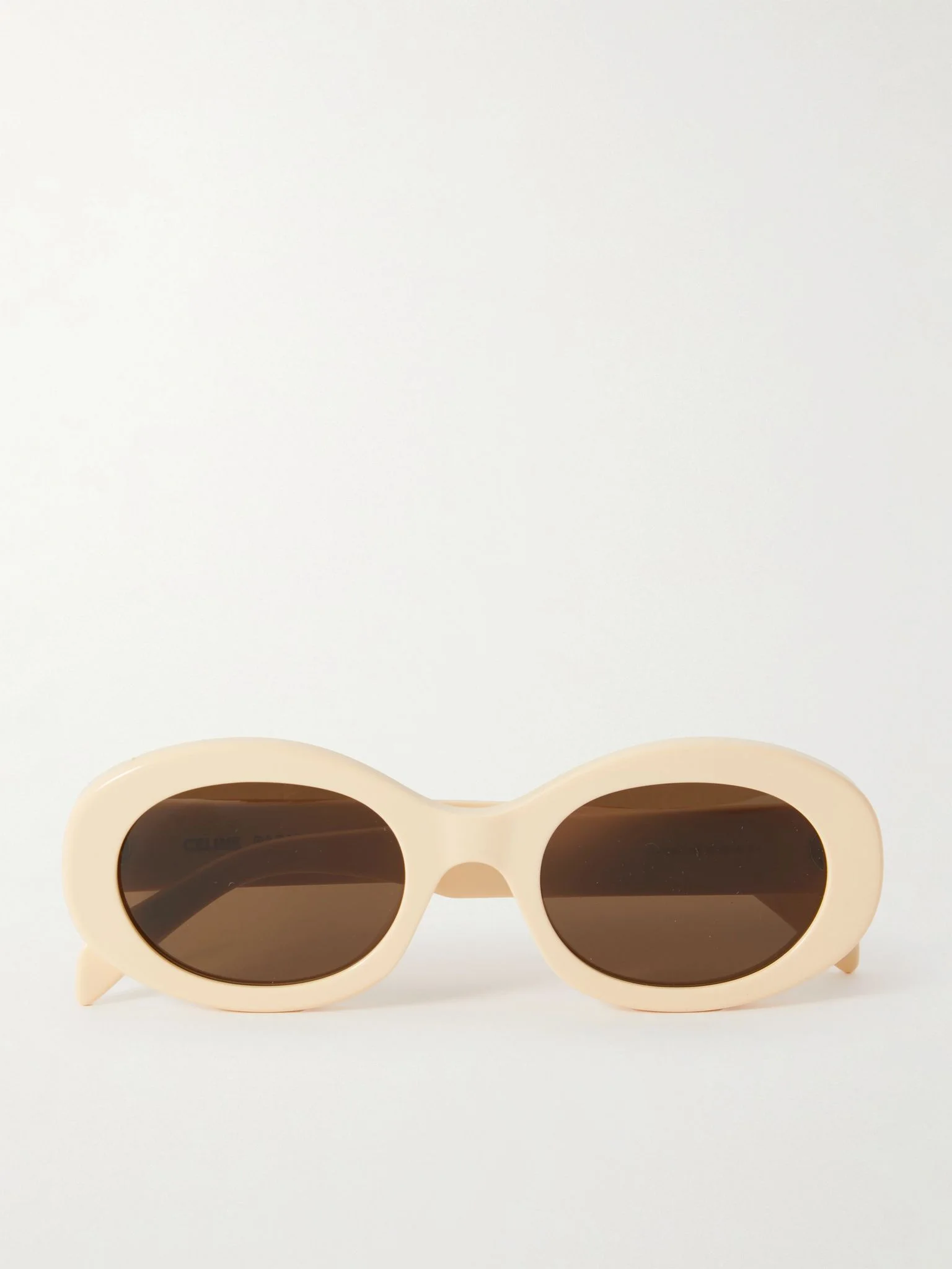 Triomphe oval-frame acetate sunglasses Cream - 1