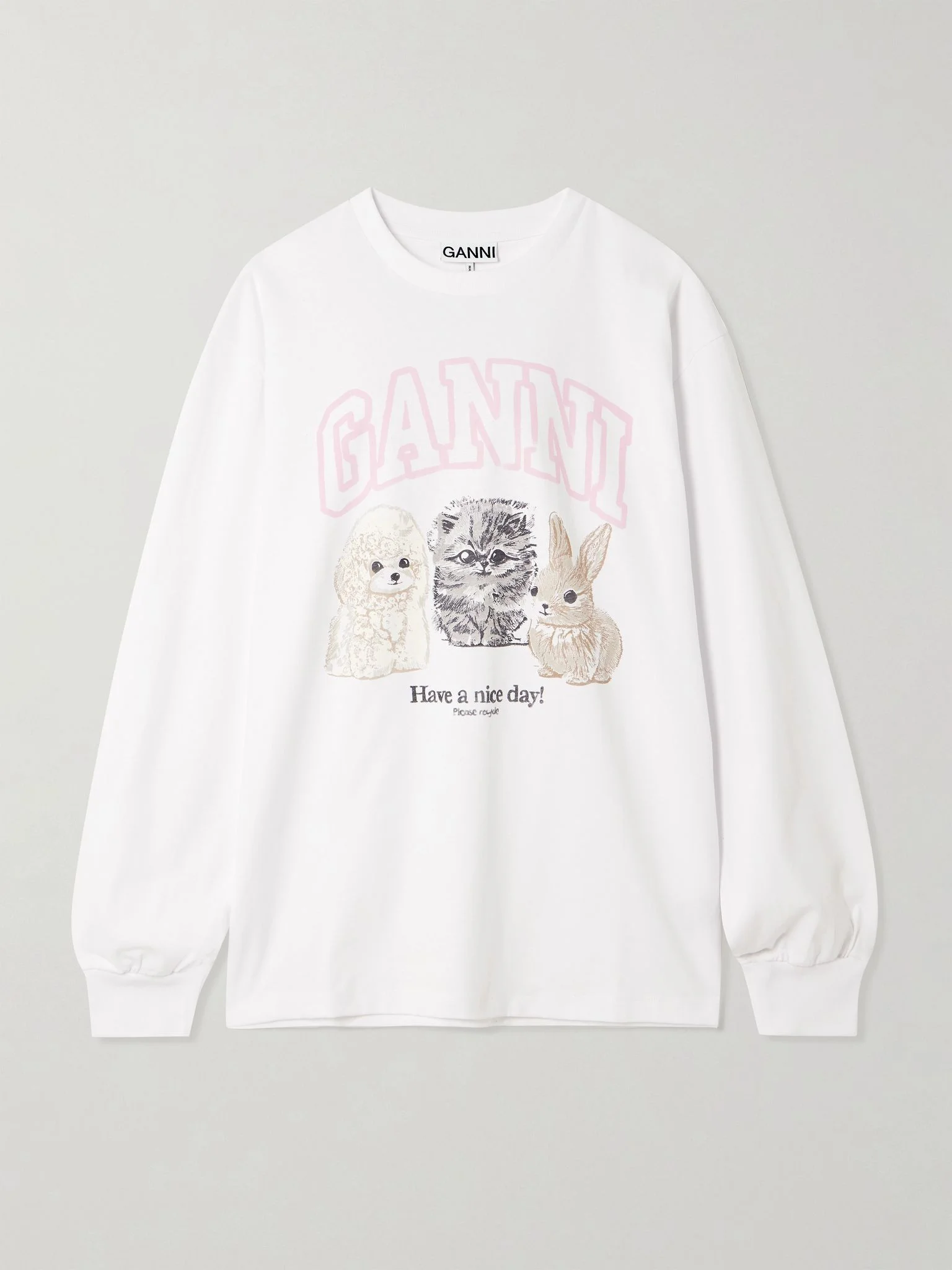 Oversized printed organic and recycled cotton-jersey sweatshirt White - 1